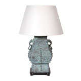 CHINESE STYLE  BRONZE VERDIGRIS LAMP