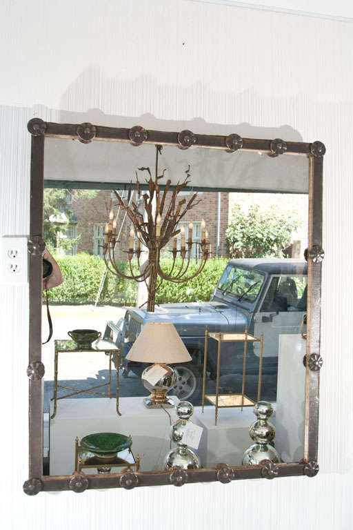 Patinated Iron Framed Mirror