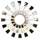 Mid Century Modern Gilt Metal Sunburst Mirror