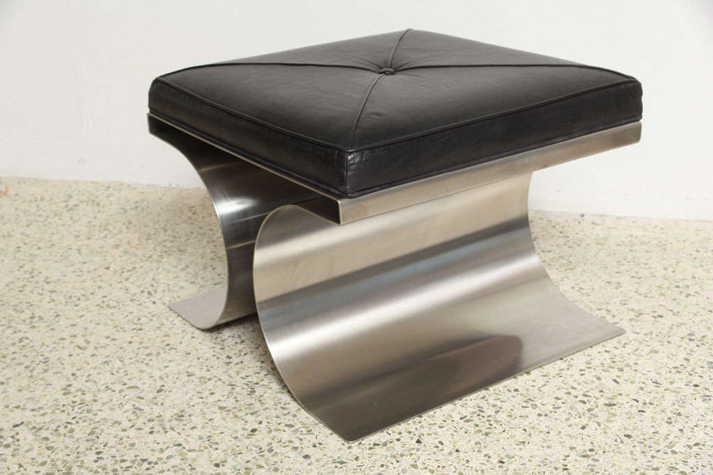French Michel Boyer Stainless Steel Stool