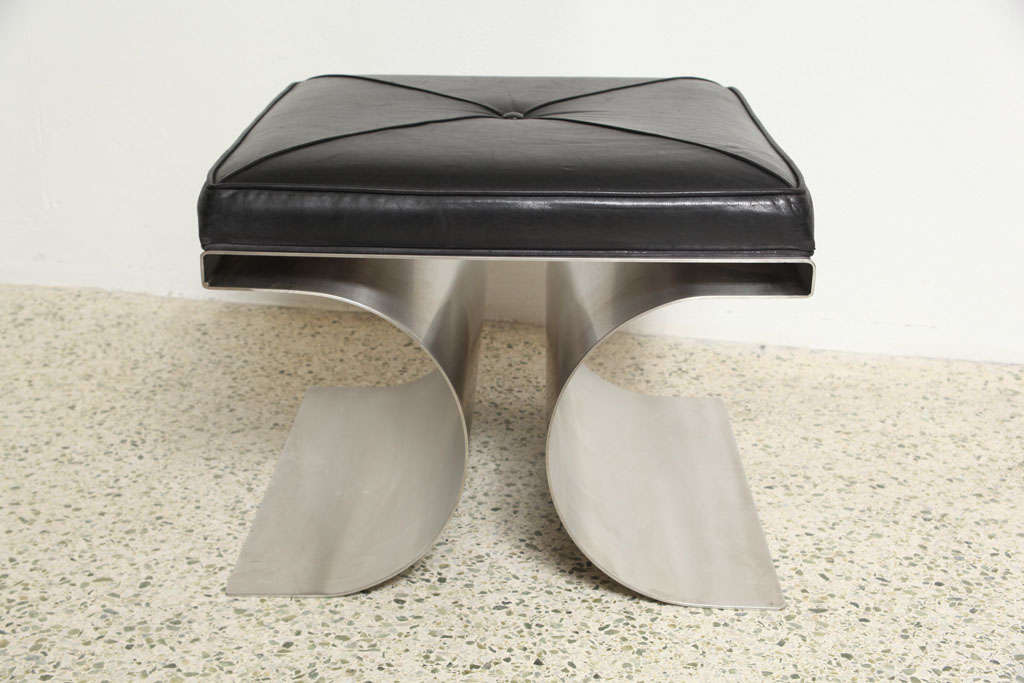 Great Michel Boyer Stool,<br />
Stainless Steel and Leather