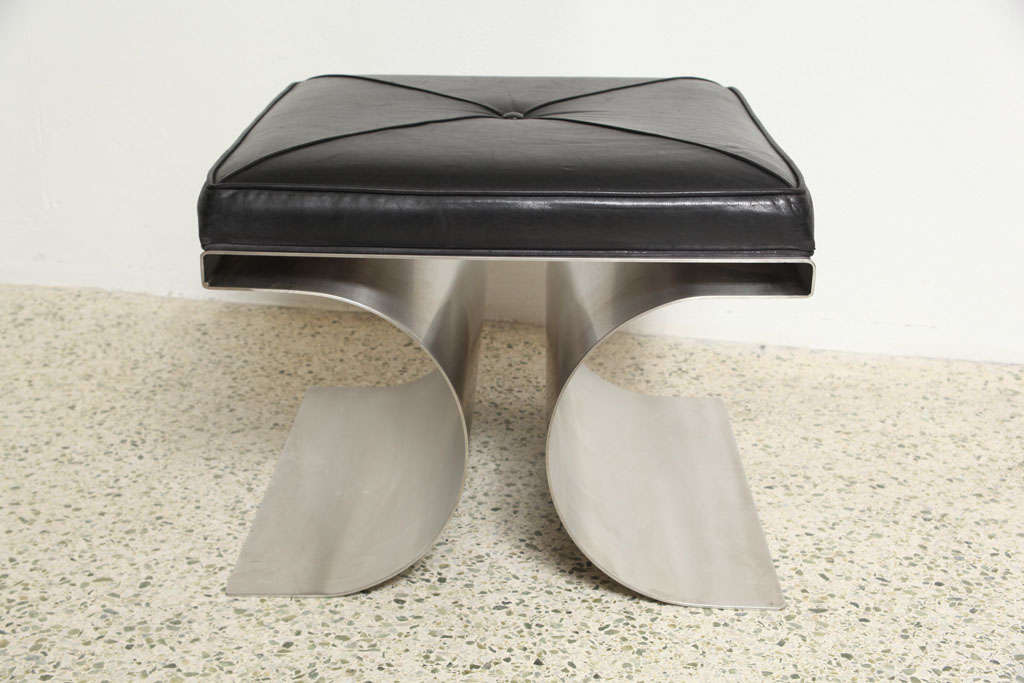 Great Michel Boyer Stool,<br />
Stainless Steel and Leather