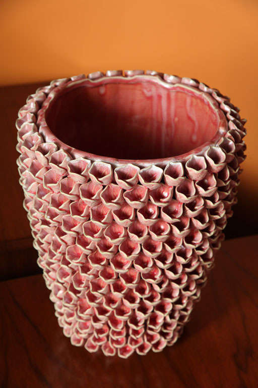 Late 20th Century A Pair of Rose Color Ceramic Vases