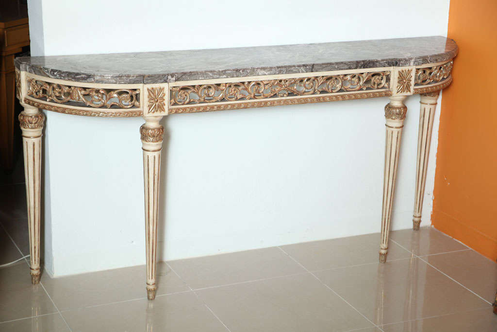 French Louis XVI Style Silver Gilt and Creme Console, Maison Jansen