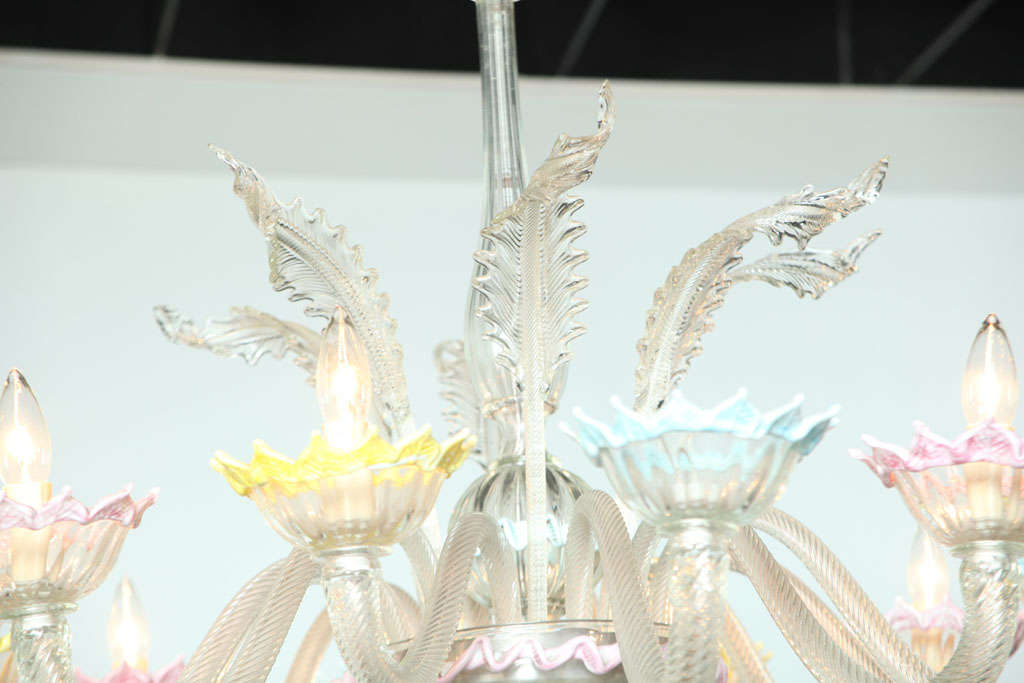 Fine Pair of Murano Glass Twelve-Light Chandeliers, 1950s, Italy For Sale 5