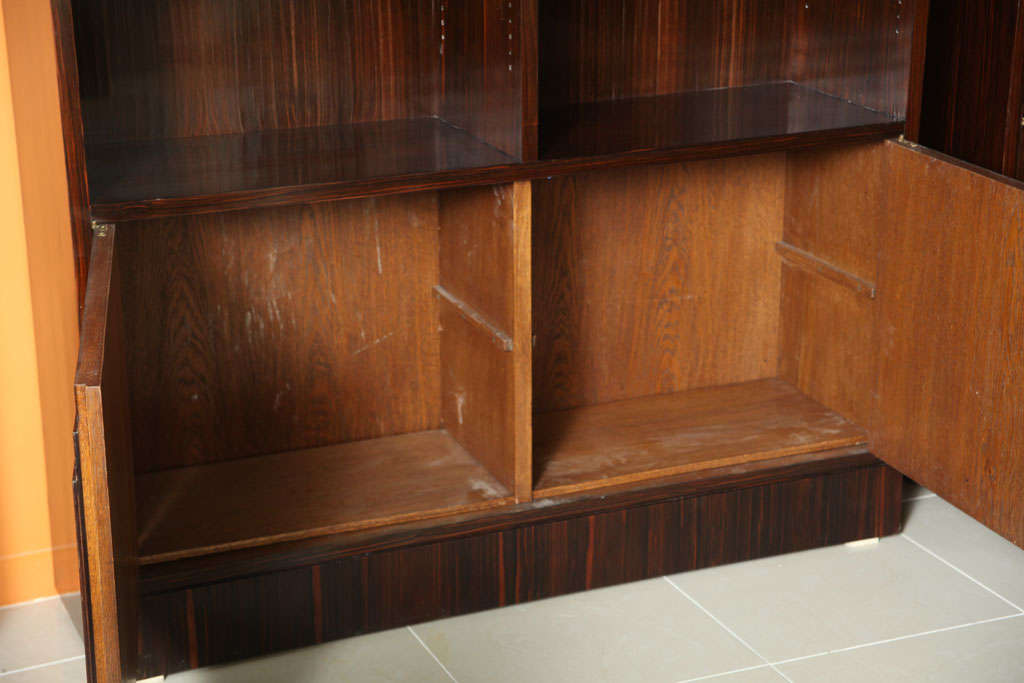 Mid-20th Century Pair of French Late Art Deco Ebony de Macassar Bookcase Cabinets, by Dominique For Sale