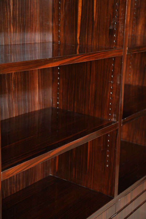 Pair of French Late Art Deco Ebony de Macassar Bookcase Cabinets, by Dominique For Sale 1