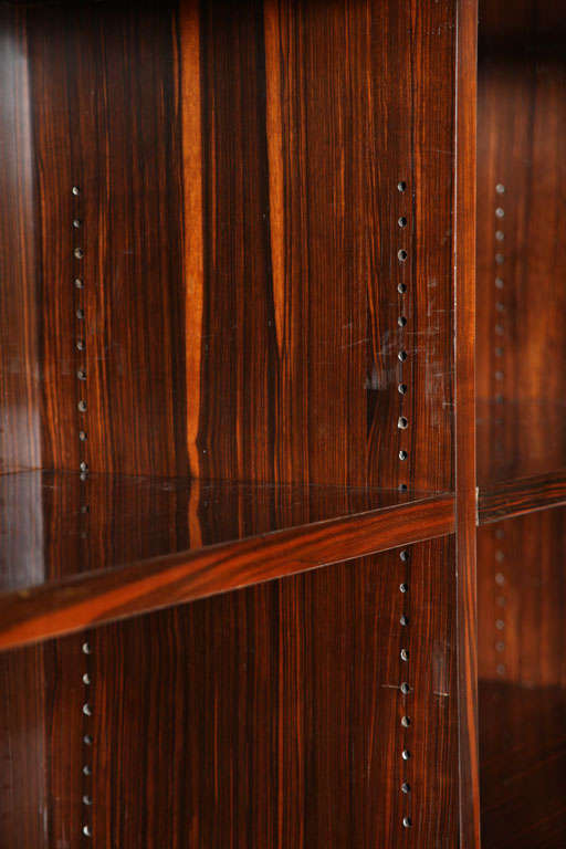 Pair of French Late Art Deco Ebony de Macassar Bookcase Cabinets, by Dominique For Sale 2