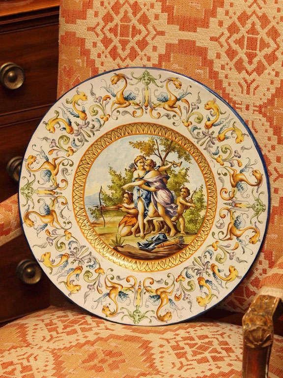 Italian Faience Charger with allegorical scene.