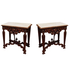 Pair 19 Th Century Walnut Console Tables