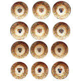 Set 12 19th C Amorial Capo Di Monte Plates Antique Set 12 19th C Amorial Capo Di Monte Plates