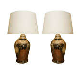 Pair of Hammered Nickel Lamps Pair of Hammered Nickel Lamps