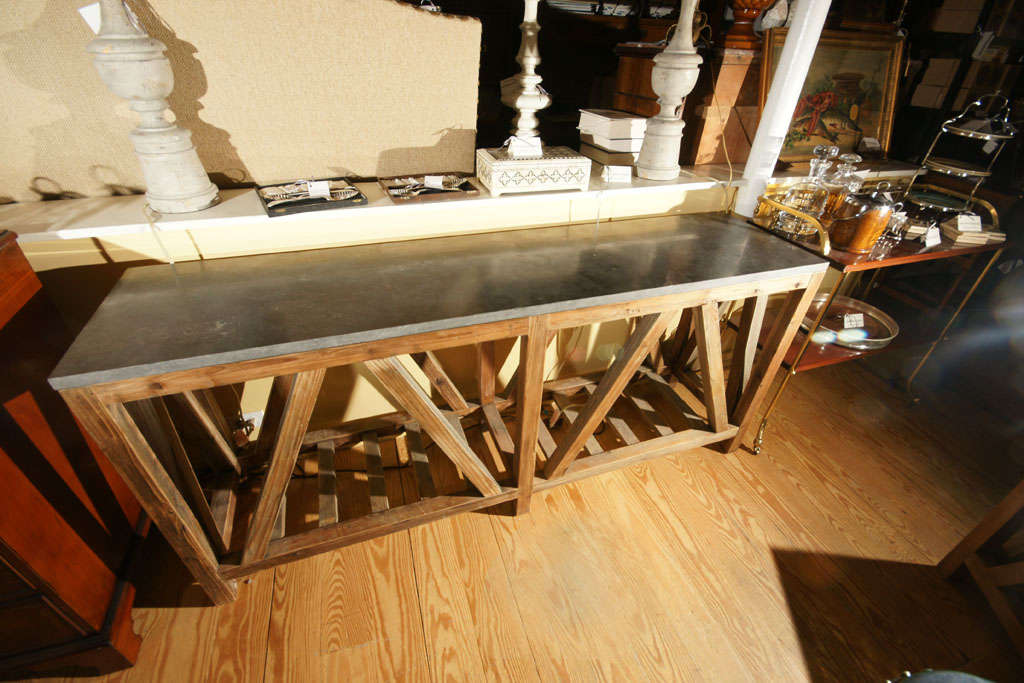 Wood and Granite Console Table