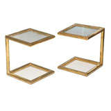 Pair of Mid Century Brass Geometric Side Tables