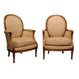 the 19th Century French Louis XVI  Style Bergere Chairs