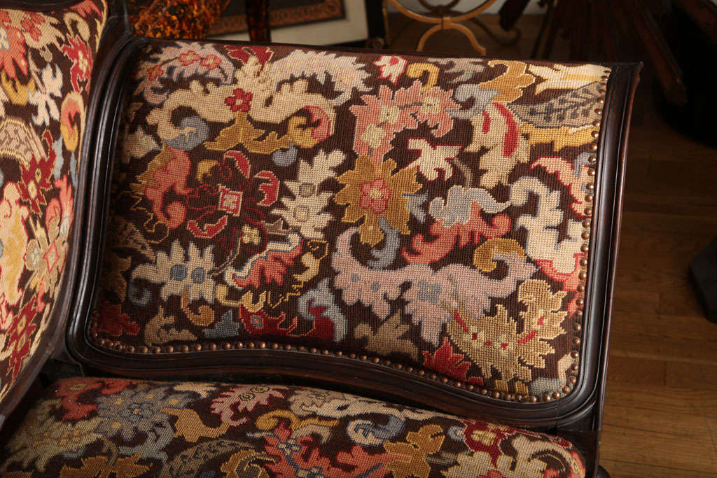 An Italian Walnut Sofa Covered in Needlework with Petit Point 2