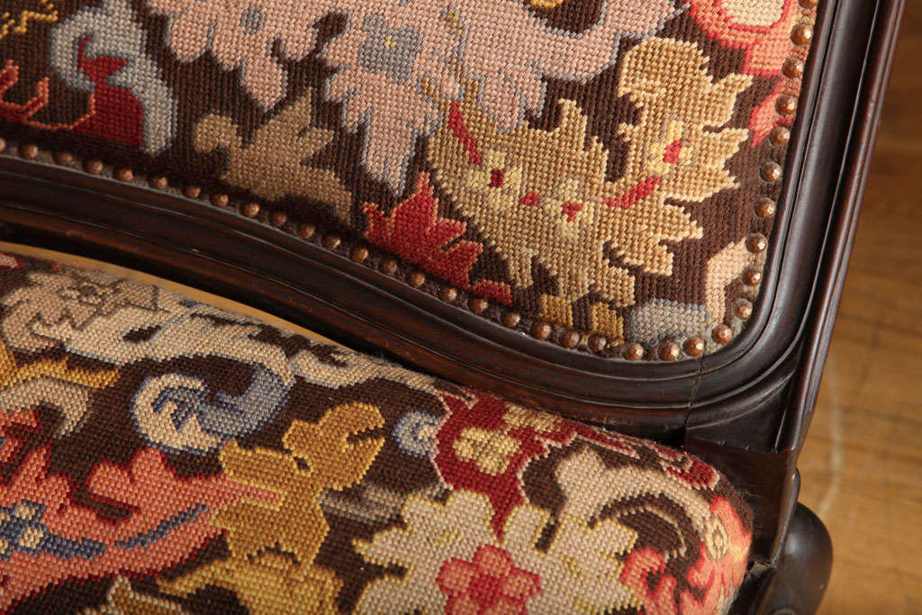 An Italian Walnut Sofa Covered in Needlework with Petit Point 3