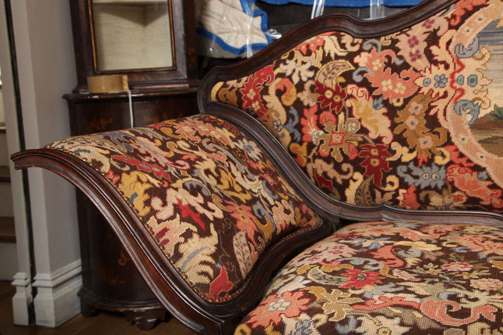 An Italian Walnut Sofa Covered in Needlework with Petit Point 6