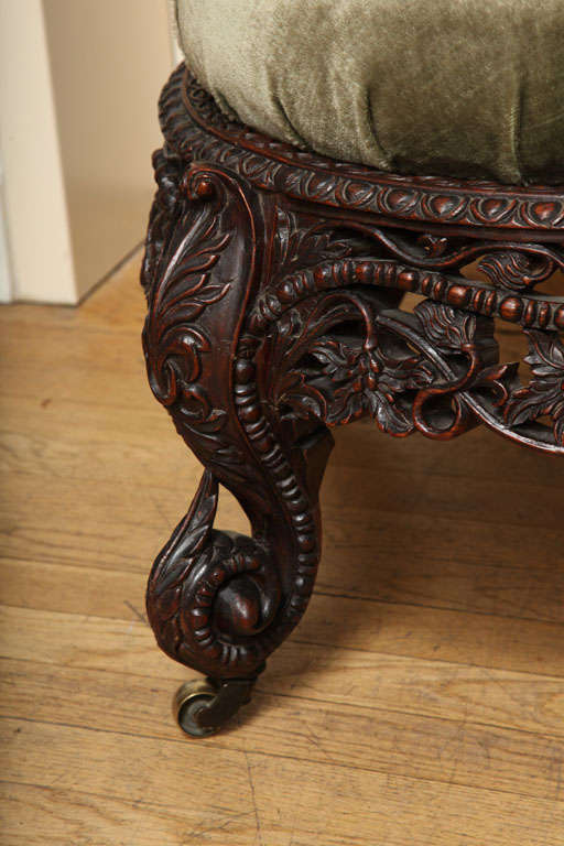 A Hand Carved Rosewood Burmese Slipper Chair 1