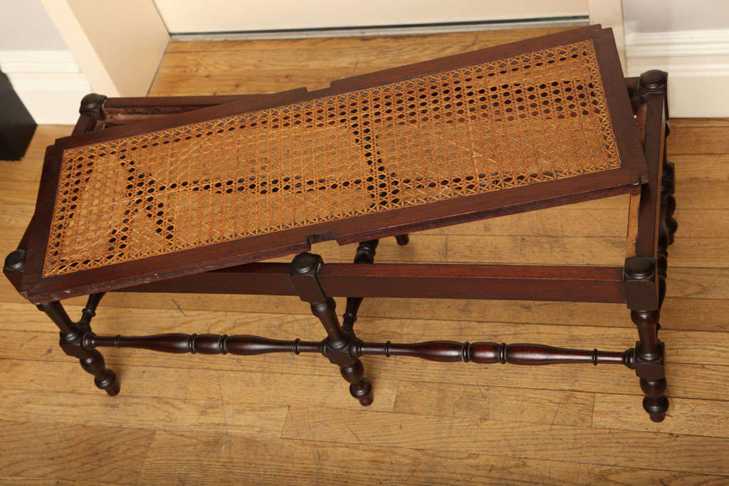 A French Mahogany Small Scale Bench with Inset Caned Top 4