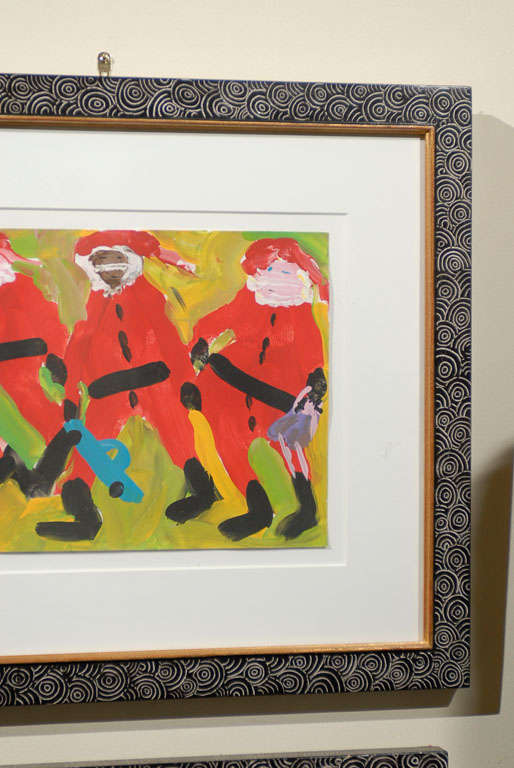 Contemporary Three Santas by Woodie Long c 2006