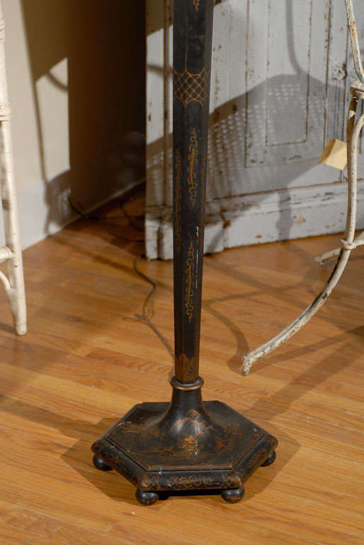 Wood English Floor Lamp with Chinoiserie details c.1920s