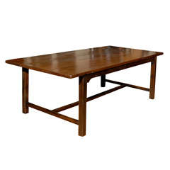 19th Century Walnut Top French Farm Table