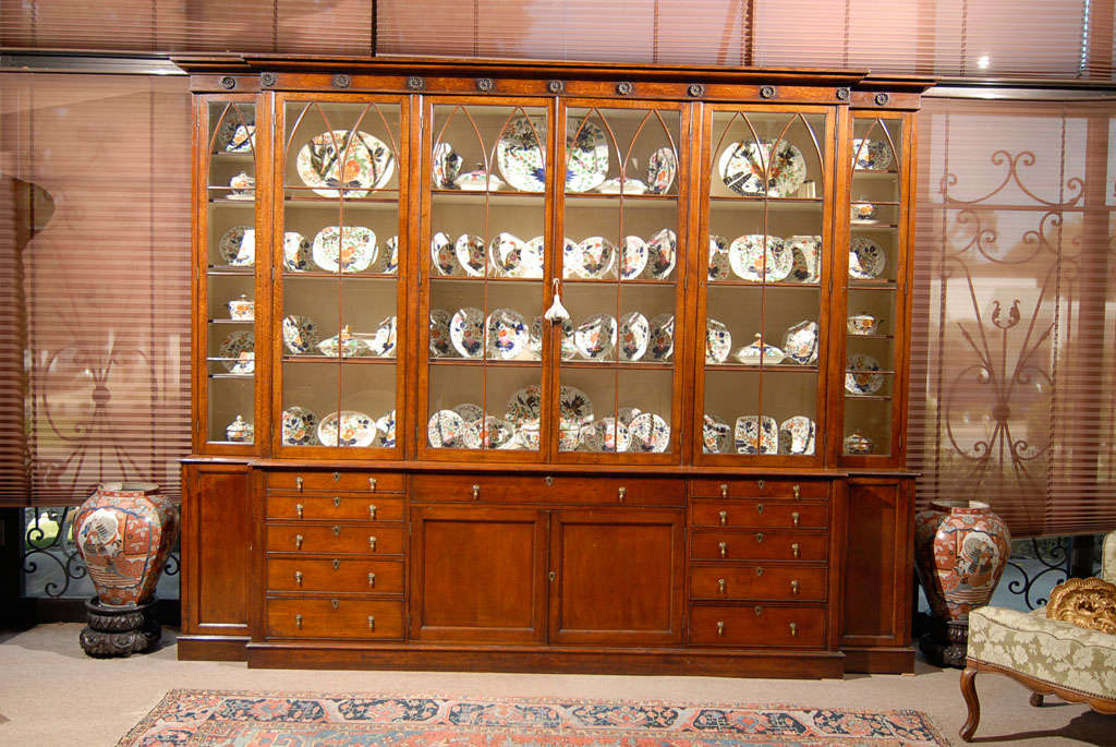 Early 19th Century Large English Breakfront in Oak