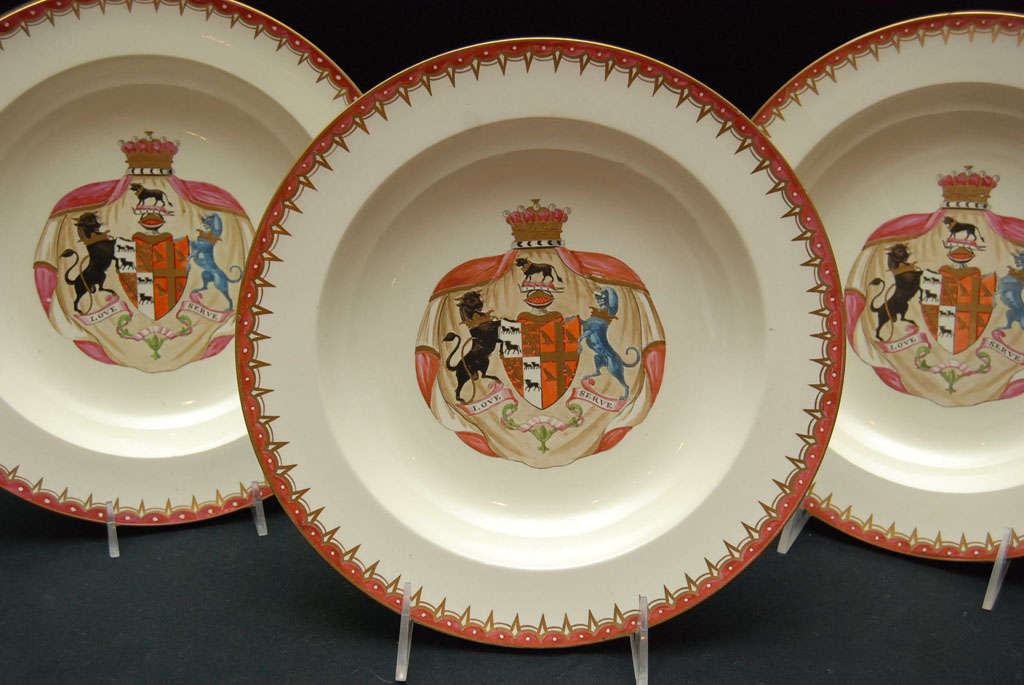 Set of Six 18th Century Wedgwood Armorial Cream-ware Soup Bowls