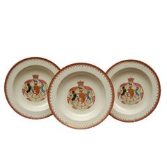 Antique Set of Six 18th Century Wedgwood Armorial Cream-ware Soup Bowls