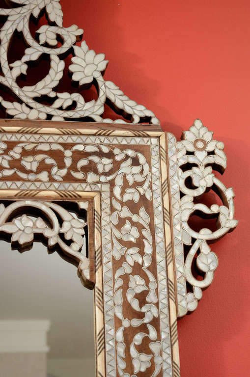 Damascene Mother of Pearl Inlaid Mirror, Late 20th Century 2