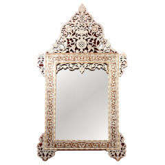 Vintage Damascene Mother of Pearl Inlaid Mirror, Late 20th Century