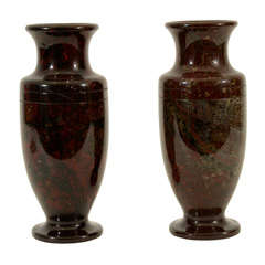 Pair Serpentine Stone Vases, Cornwall, England, Late 19th C.