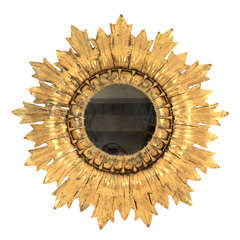 Gilt Tole Sunburst Mirror, Spanish, Early - Mid 20th Century