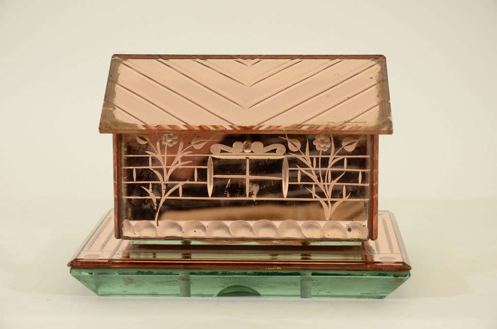 Art Deco Mirrored House-Shaped Cigarette Box, c. 1925