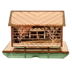 Art Deco Mirrored House-Shaped Cigarette Box, c. 1925 Antique Art Deco Mirrored House-Shaped Cigarette Box, c. 1925