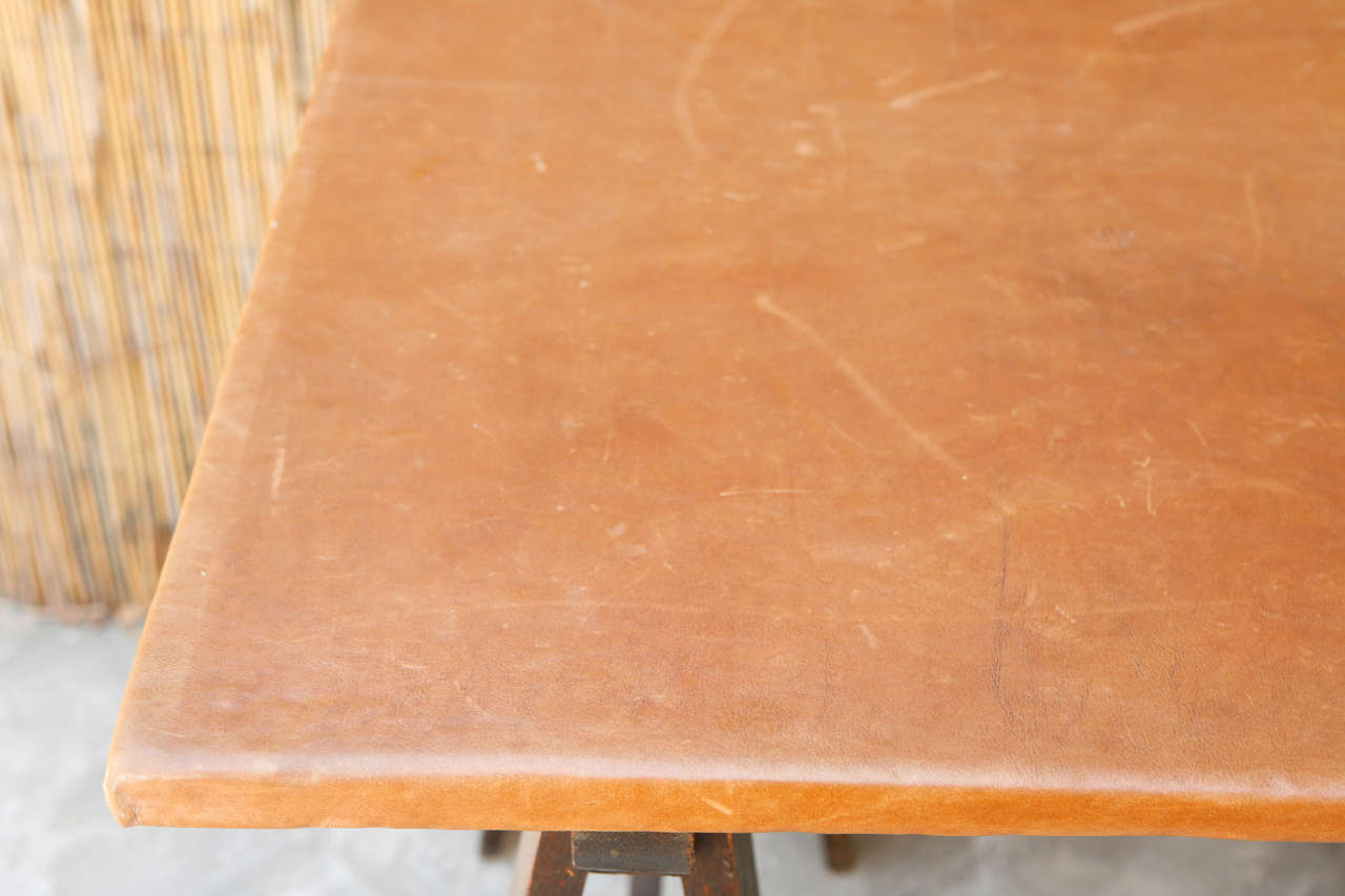 Oak And Leather Table For Sale 2