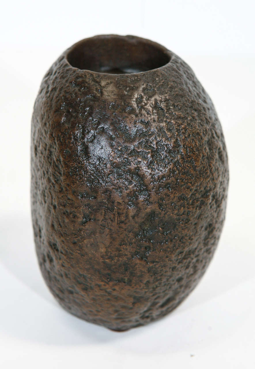 Bronze Rock Planter or Candleholder In Good Condition For Sale In Culver City, CA