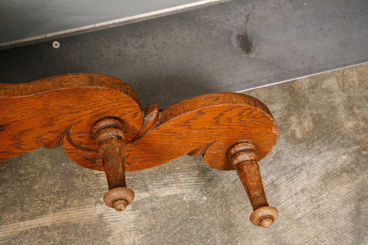 19th Century Victorian Carved Oak and Dear Horn Coat/Hat Rack For Sale
