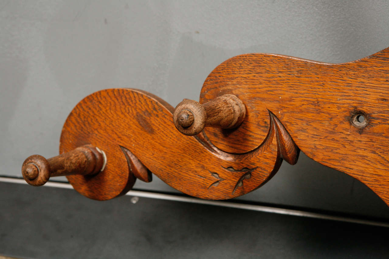 Victorian Carved Oak and Dear Horn Coat/Hat Rack For Sale at 1stDibs