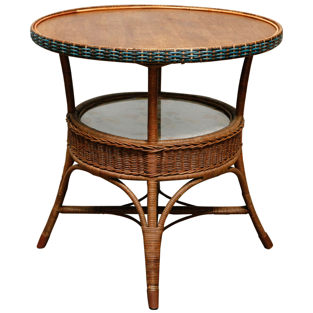 French Wicker Table at 1stdibs