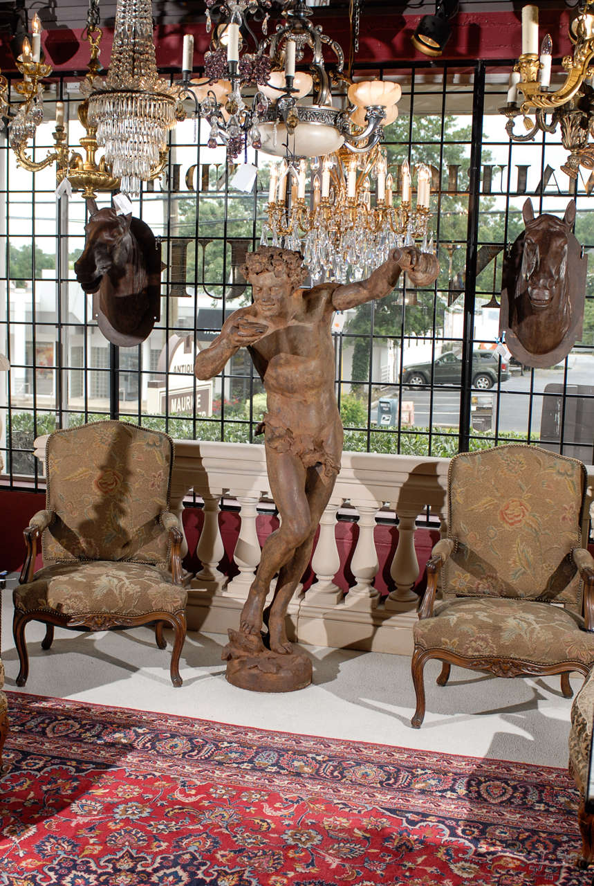 French Iron Bacchus Statue