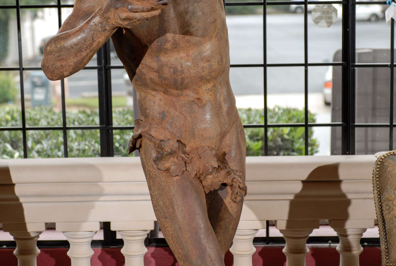 19th Century Iron Bacchus Statue
