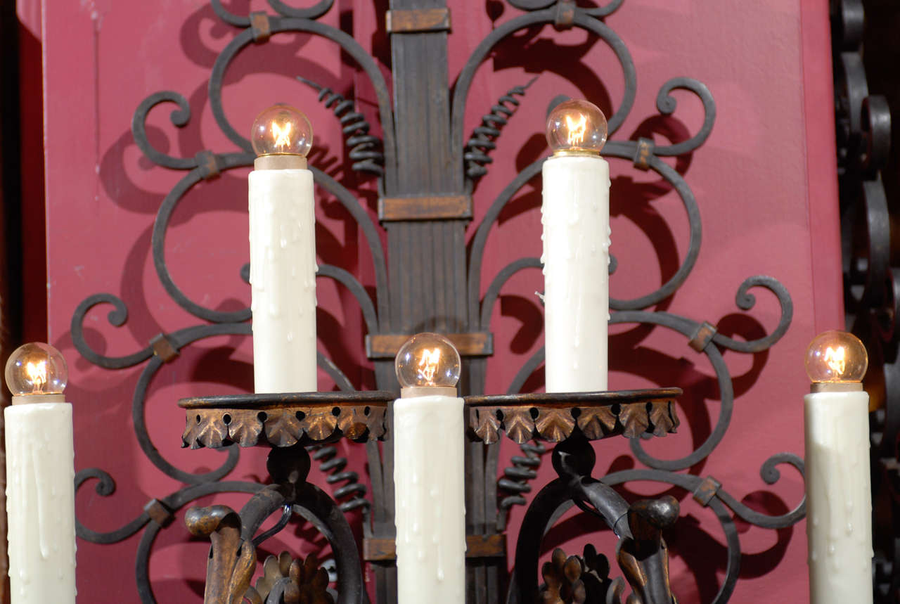 French Pair of antique iron sconces For Sale