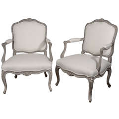 Antique Pair of 19th c. Louis XV Style Armchairs