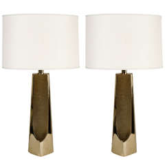 Pair Embossed Laurel Table Lamps