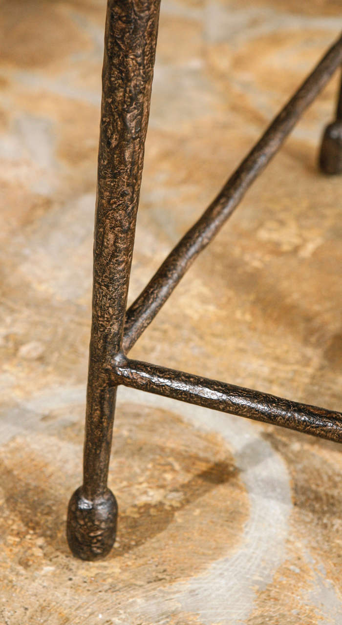 Organic Modern Giacometti Style Iron and Stone Side Table For Sale 3
