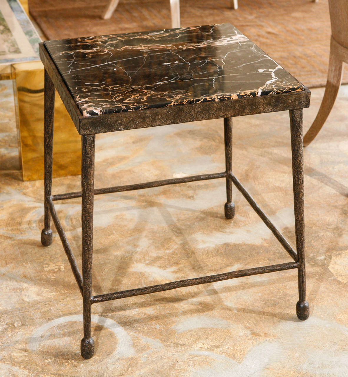 Iron and Stone Side Table For Sale at 1stdibs