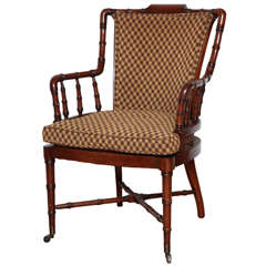 Regency style Mahogany Faux Bamboo-Form Armchair Regency style Mahogany Faux Bamboo-Form Armchair