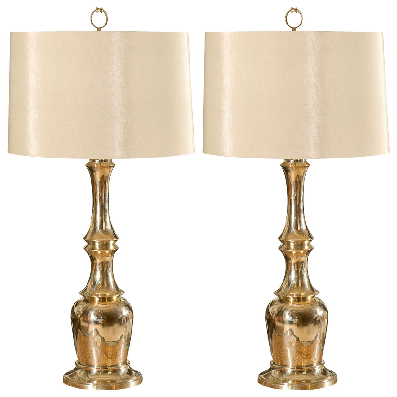 Great Pair of Brass Faux Bamboo Lamps by Warren Kessler